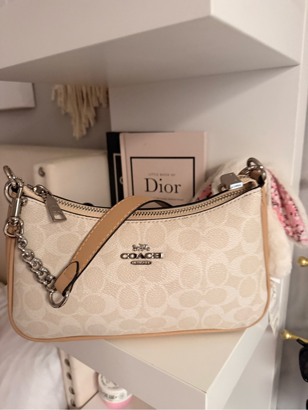 Coach Teri Beige Signature Canvas Shoulder Bag
